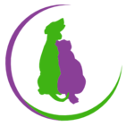 Logo for Sullivan Animal Hospital in Surrey, British Columbia. Logo shows a dog and cat leaning against each other.